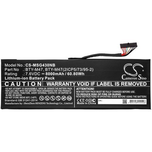 MSI GS43VR 7RE PHANTOM PRO-7RE-064DE Battery