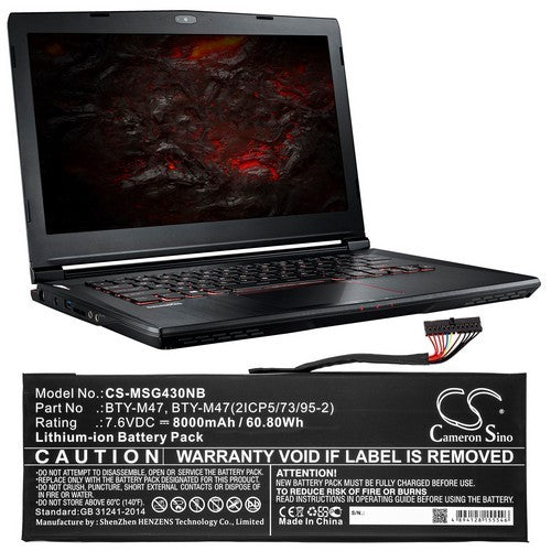 MSI GS43VR 7RE PHANTOM PRO-7RE-064DE Battery