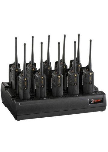 Motorola NTN9815AR Charger – 10-Dual Bay Charger (Charges 10 Radios & 10 Batteries, Rapid Desk Base)