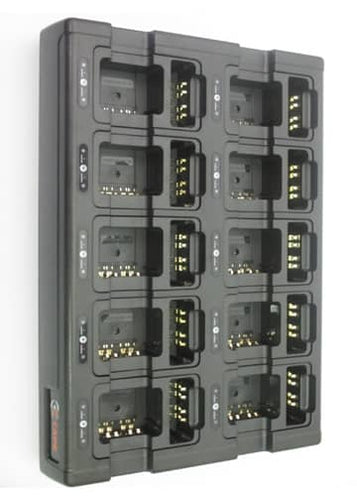 Motorola NTN9815AR Charger – 10-Dual Bay Charger (Charges 10 Radios & 10 Batteries, Rapid Desk Base)